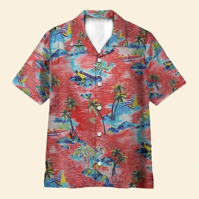 Red Series Tropical Floral Shirt Men 3d Printing Hawaiian Shirts Casual Vacation