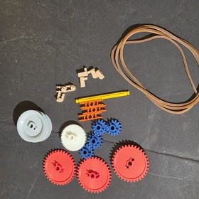Lot of 35 K'nex Wheels Tire Gray Rims - Knex Parts, Gears, Rubber Bands w/ Case