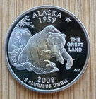 2008-S 25c Alaska State 90% Silver Proof Quarter BU - Toning