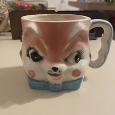 Vintage Pelco Japanese Miss Priss Kitty Cat Cup Mug Hand Painted