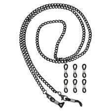 Glasses Chain, 75cm Metal Eyeglasses Strap with 6 Ends for Women, Black