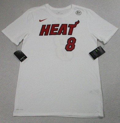 NWT Nike Miami Heat Shirt Mens Medium White NBA Basketball Dri Fit Johnson 8