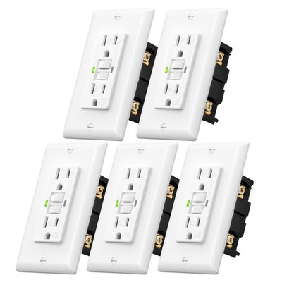 DEWENWILS 5-Pack GFCI Outlet 20Amp, Outdoor Weather-Resistant(WR), White