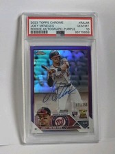 2023 Topps Chrome Purple Refractors /250 #RA-JM Joey Meneses RC Auto PSA 10