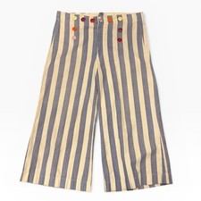 Vintage NYC Opera Candide Eaves Brooks Costume Striped Wide Leg Crop Pants Blue