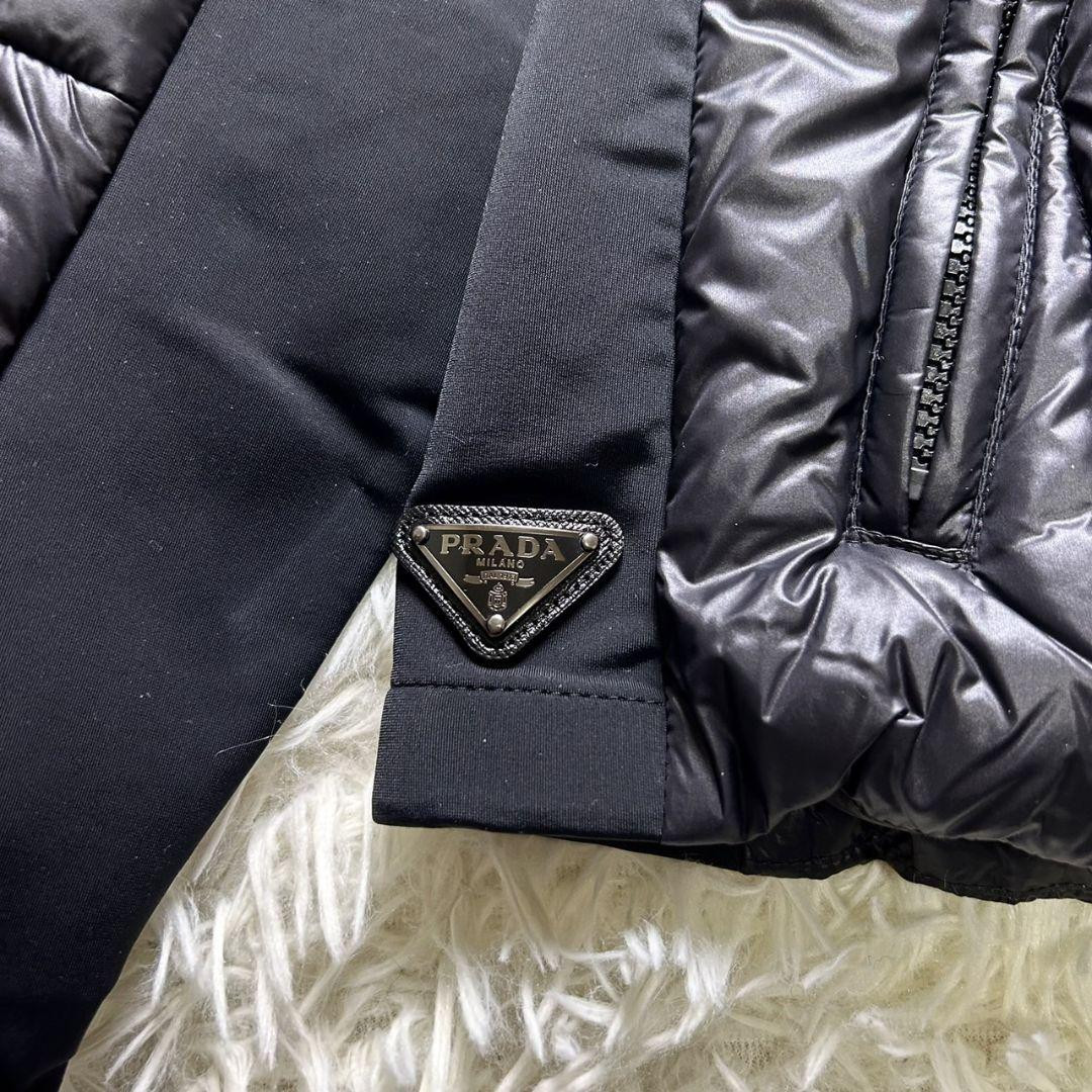 PRADA Triangle Logo Stretch Down Jacket Hooded Black Size 38 PRADA Triangle Logo Stretch Down Jacket Hooded Black Size 38