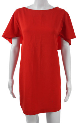 Zara Basic Women Shift Mini Dress Red Round Neck Size M