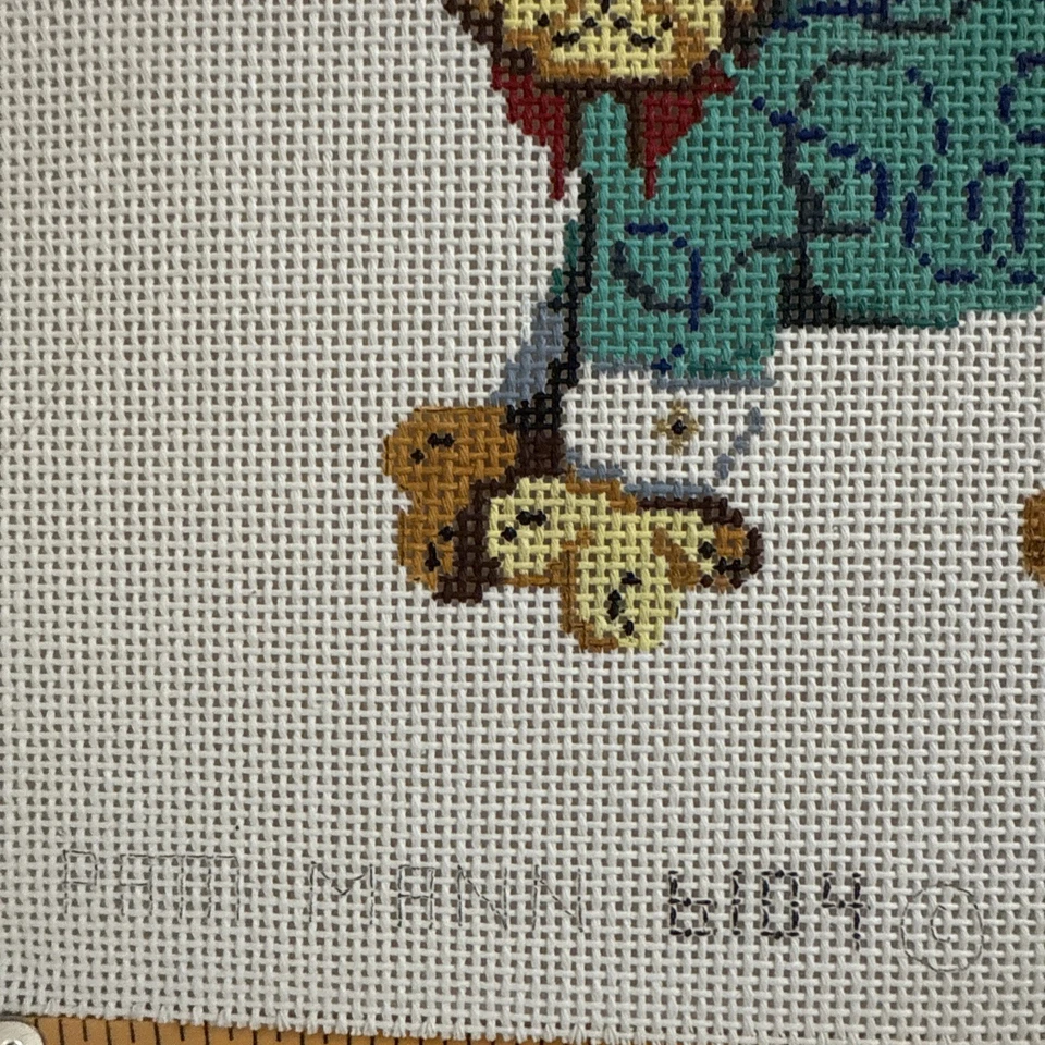 Needlepoint Canvas Christmas Cat La Jolla Santa Hat Patti Mann VG Unused - Image 3 of 3