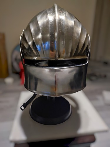 Medieval German Sallet Helmet | Silver Spartan  Wearable Costume Helmet 16G - Picture 1 of 17