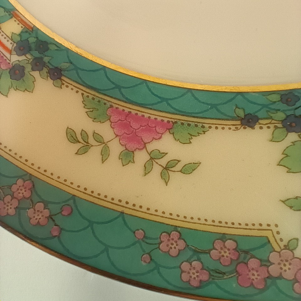 Lenox MONTICELLO Accent Plate 9" Teal Green Floral Vintage Gold Leaf C