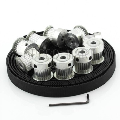 10pcs 3M 24T 6/8/10mm Bore 11mm Width Timing Pulley & 10m Timing Belt
