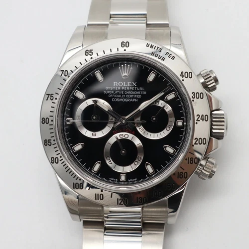 2010's Mint Rolex 116520 Daytona Cosmograph 40mm Black Dial Steel Bezel Watch