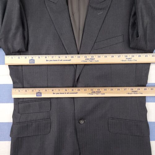 Versace Suit Jacket Mens 42L Wool Silk Peak Lapel Striped Blazer Wedding Office - Picture 11 of 17