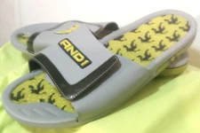 And1 Mens Enigma 2.0 Gray Green GEL Sport Slide Slippers Sandals Size 14