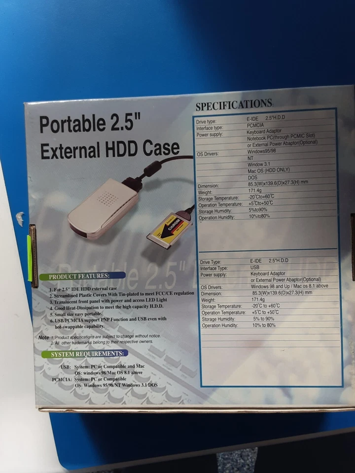 Portable 2.5" External HDD Case MAP-Q21S 2.5" PCMCIA/USB EXTERNAL CABINET E-IDE - Image 2 of 4