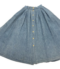 VTG Guess Jeans Denim Midi Skirt Sz 29 Georges Marciano Pleated 90  s Light Wash
