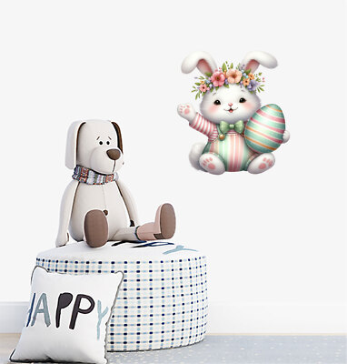 Wandbild Osterhase Hase Blume Ei bunt Van Vinyl Aufkleber Abziehbilder a7683