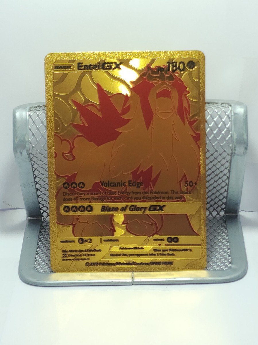 シリーズ:PCG;listno_Pokemon:14995;カード名:エンテイ… Entei GX HP 180 - Pokemon Fan Art - Textured Gold Foil Card - NM