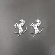 Ferrari Prancing Horse Chrome Silver Badge Copper Set Emblem 7*4.8CM(Fit Many)