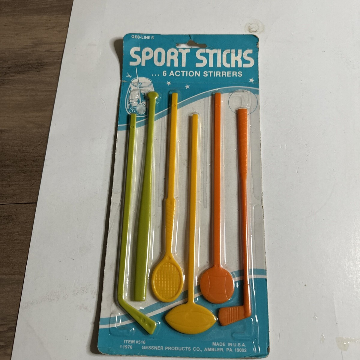 湧き出るスターカクテルモジュル Vintage 1976 Cocktail Swizzle Stick Drink Stirrer Set Sports Golf