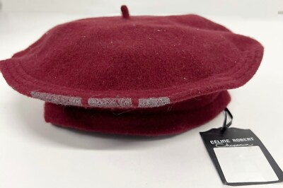 CELINE ROBERT chapeaux OLONE 100% wool BURGUNDY Beret size M handmade in FRANCE