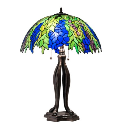 Meyda Lighting 3 Lt 30'' Tiffany Honey Locust Table Lamp, GR/BL - 149748