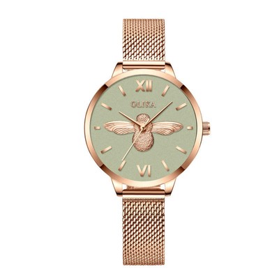 Fashionable Lady Bee Quartz Watch with Energy Display and 30M Waterproof Design