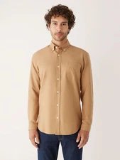 FRANK AND OAK Men's Brown Jasper 100% Cotton Long Sleeve Oxford Shirt NEW Large