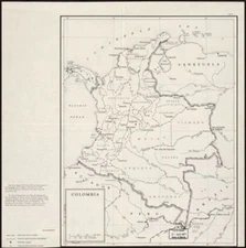 24" x 24" 1952 Map Of Colombia & Adjacent Countries