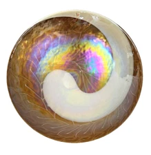 19" Murano Vetro Artistico Italian Iridescent Art Glass Spiral Centerpiece Bowl