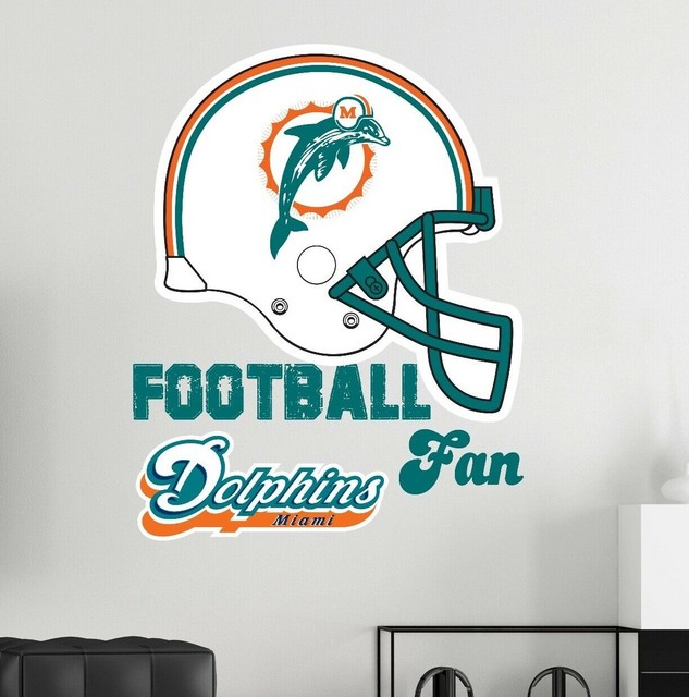 Dolphins Design Wall Sticker NFL Logo Miami Football Fan Sport Home