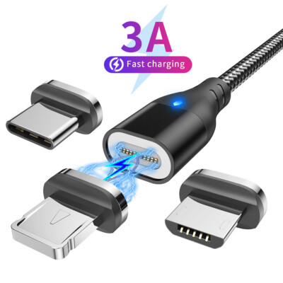 Magnetic Type-C Micro USB LED Fast Charger Data Cable For Samsung S20 Huawei P40