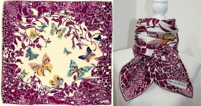 EMILIO PUCCI Butterfly Printed 100% SILK TWILL SCARF FOULARD 35
