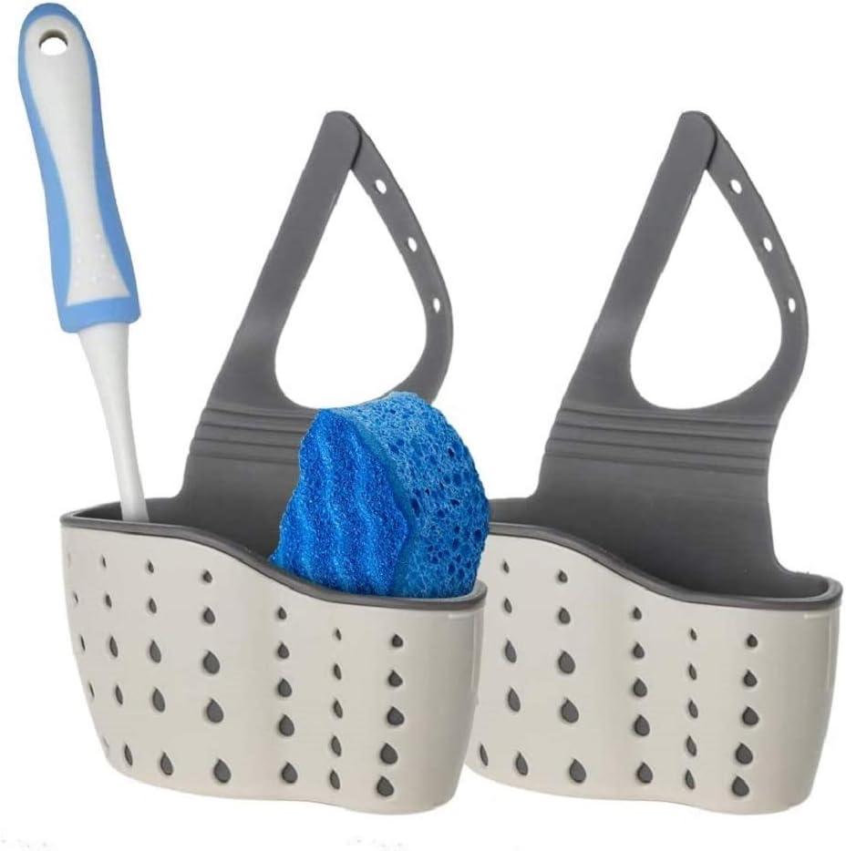 2-Pack Hanging Kitchen Faucet Sponge Holder Caddy Organizer with Storage-image