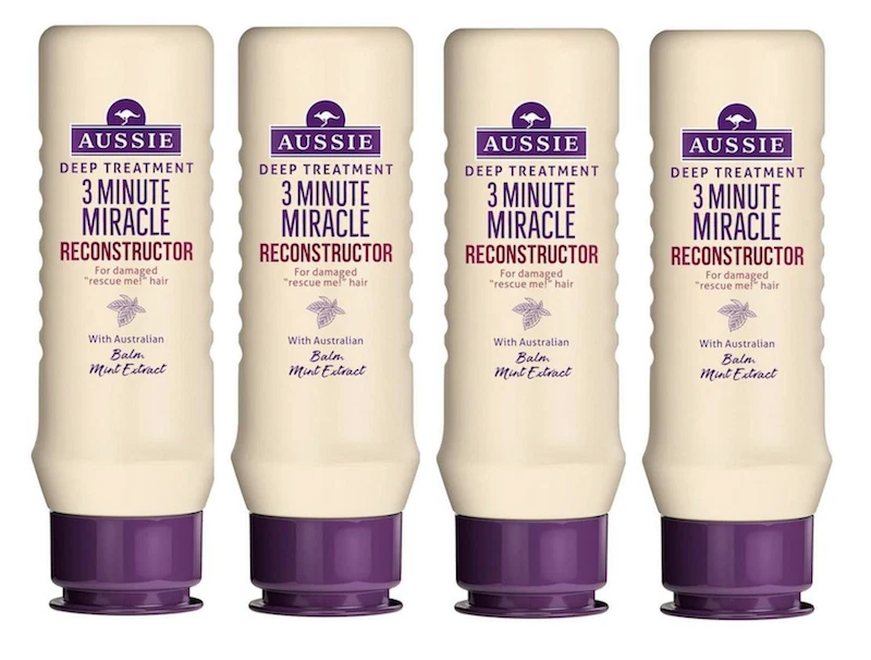 4 x AUSSIE 3 MINUTE MIRACLE RECONSTRUCTOR DEEP CONDITIONER 75ml TRAVEL SIZE