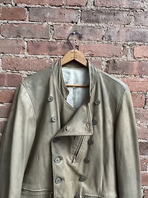 Agnès B. Homme Men's Leather Bomber Jacket, Sz 48, Beige Agnès B. Homme Men's Leather Bomber Jacket, Sz 48, Beige