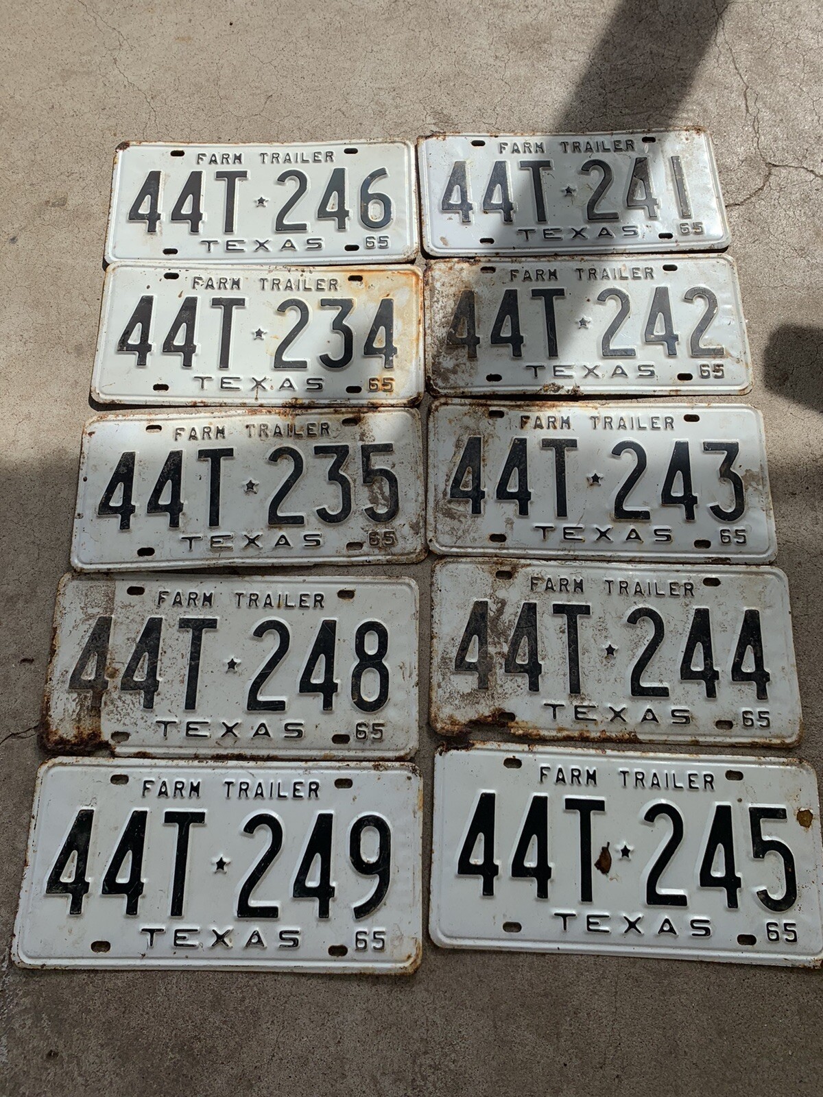 1965 Old Texas Farm Trailer license plates Lot Of 10 Plates eBay