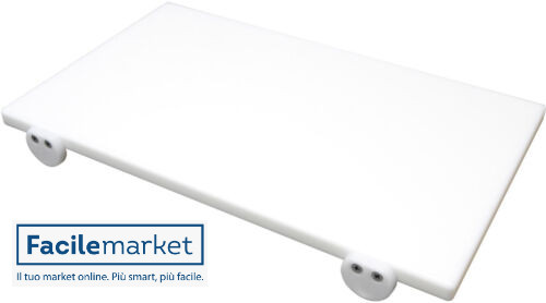 Tagliere Gastronomia 70x40x2 Polietilene Bianco con Battente di Arresto