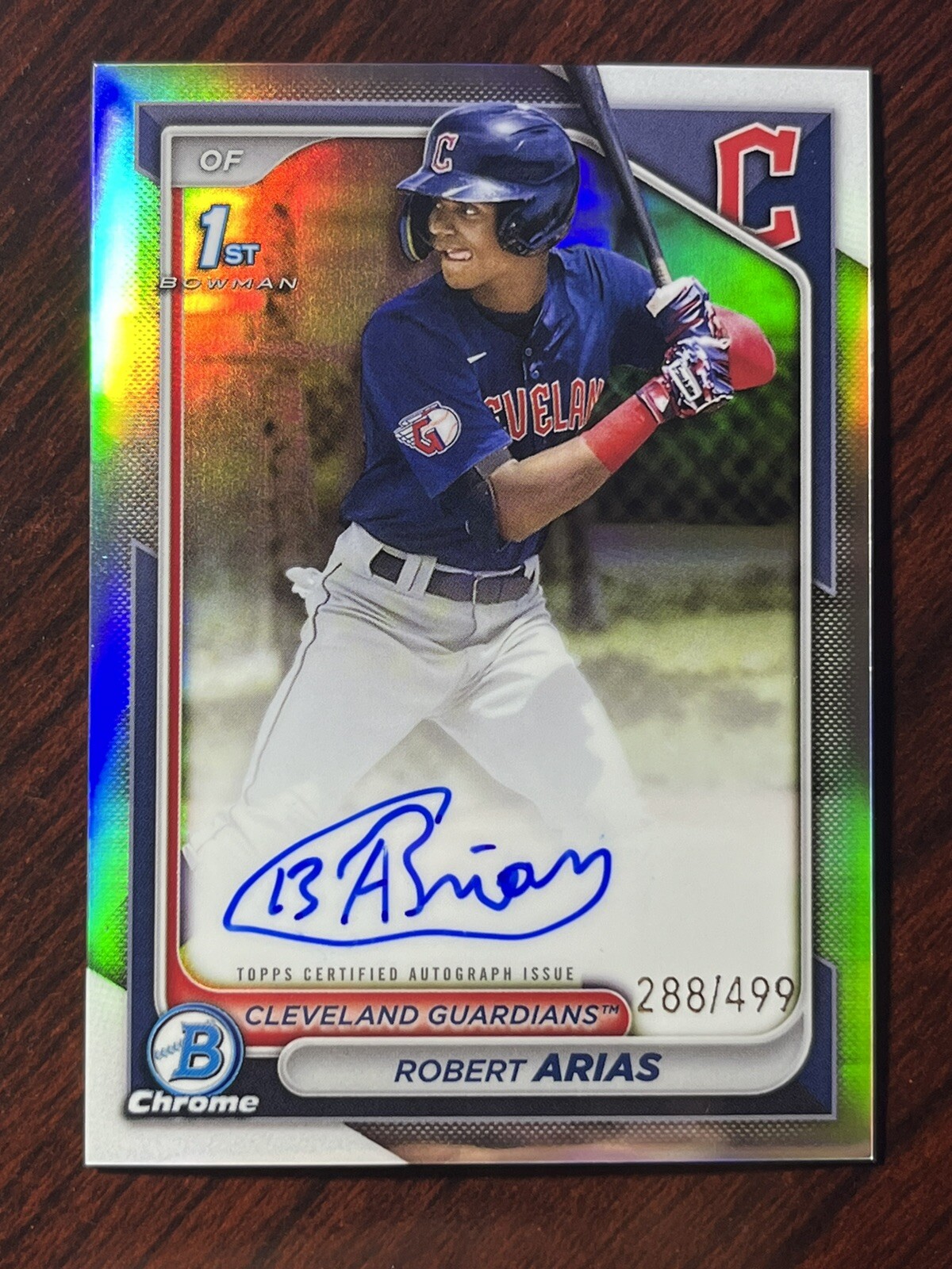 2024 Bowman Chrome Robert Arias 1st Refractor Auto Autograph #/499 Guardians SP