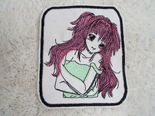 Anime Girl Pink Hair 4-3/4" Embroidery Iron-on Patch E8 