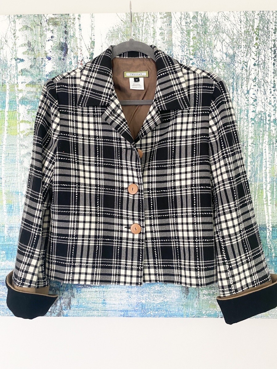 ジャケット AVANDRESS Hellen Shirt Layered Check Jacket BLACK Womens jacket plaid black white brown Cashwool exta fine