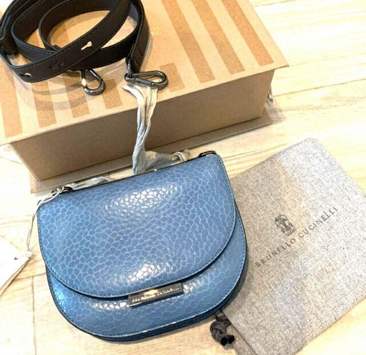 Brunello Cucinelli Monili Crossbody Light Blue Leather Shoulder
