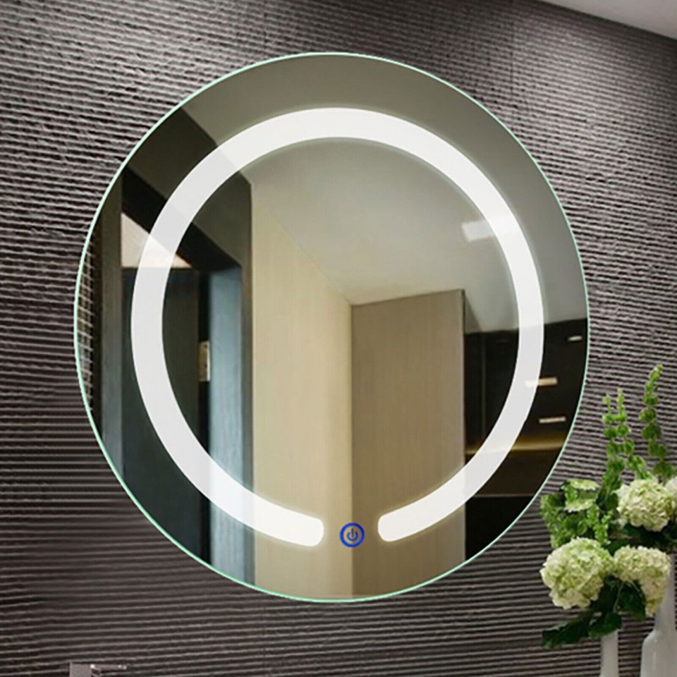 20" Round LED Bathroom Lighted Mirror Illuminated Wall Touch Light
