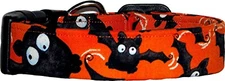 Orange Crazy Cute Bats Halloween Handmade Dog Collar
