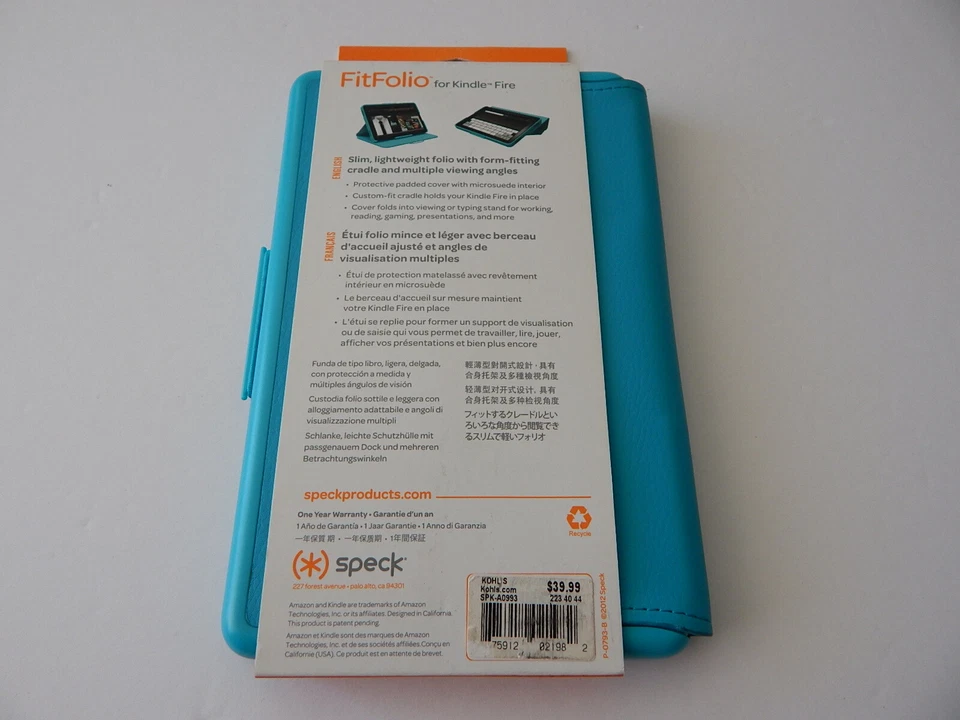 Funda Speck FitFolio para Kindle Fire Peacock Blue Foto 2 de 4