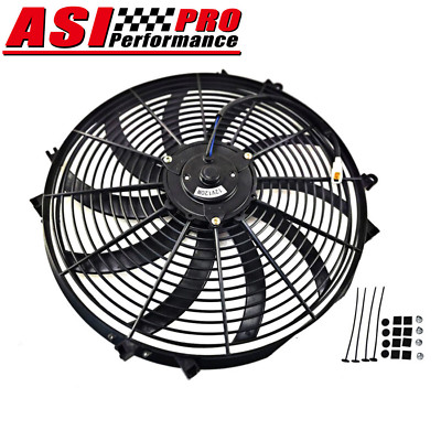 16'' 12V 120W Universal Slim Fan Push Pull Electric Radiator Cooling Mount Kit-US