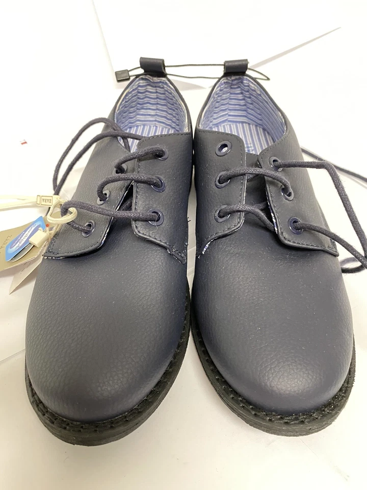 ZARA KIDS NAVY Zapatos Derby para Niños con Cordones Tirador bebé USA 12 Niños B389 Foto 3 de 4