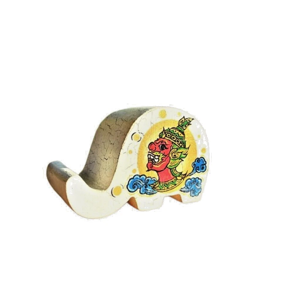 Wood Stand Holder Phone&Tablet Elephant Shape Giant Thai Pattern Gift&New Year - Image 2 of 4