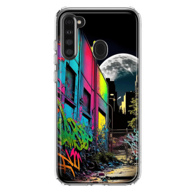 For Samsung Galaxy A21 Shockproof Case Urban City Full Moon Graffiti