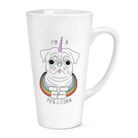 I'm A Pugicorn Regenbogen 483Ml Groß Latte Becher Tasse - Lustig Mops Unicorn